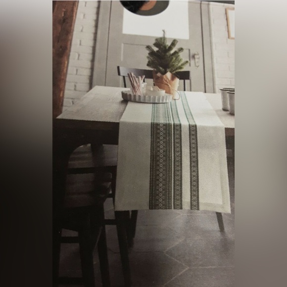Hearth & Home with Magnolia  blue and white Table Runner 14" × 72" 100% cotton - Picture 1 of 7